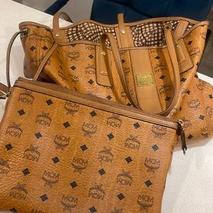 Authentic mcm tote with clutch